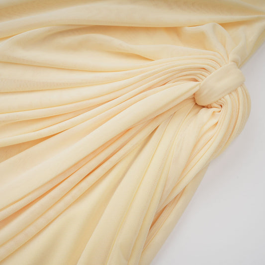 Elegant Light Yellow Off-Shoulder Asymmetrical Ruched Floor Length Gown