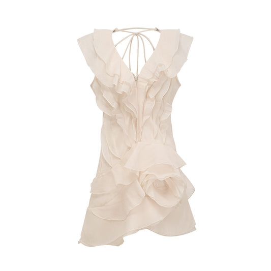 Amelier Rochas Hélène Faux-Flower Layered Ruffled Mini Dress