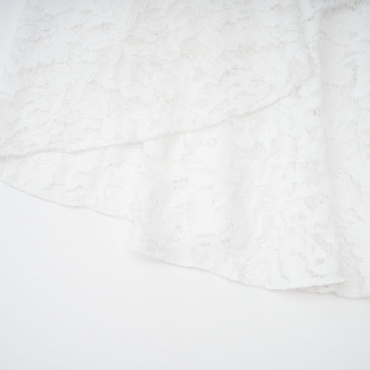 Elegant Abbie White Floral Lace Bustier Ruffled Maxi Dress