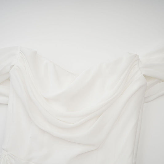 Gitta White Ribbon Ruched Mini Dress With Cowl Neck Shorts