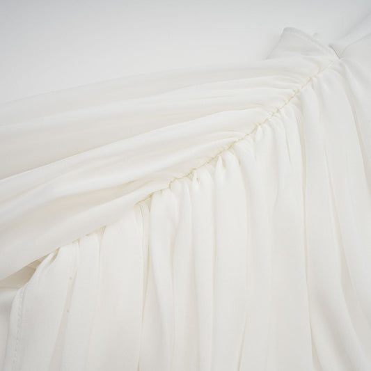 Gitta White Ribbon Ruched Mini Dress With Cowl Neck Shorts