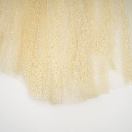 Amelier Rochas Céleste Floral Lace Panelling Tulle Midi Dress in Neutral