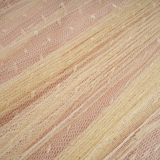 Amelier Rochas Céleste Floral Lace Panelling Tulle Midi Dress in Neutral