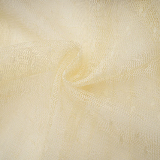 Amelier Rochas Céleste Floral Lace Panelling Tulle Midi Dress in Neutral