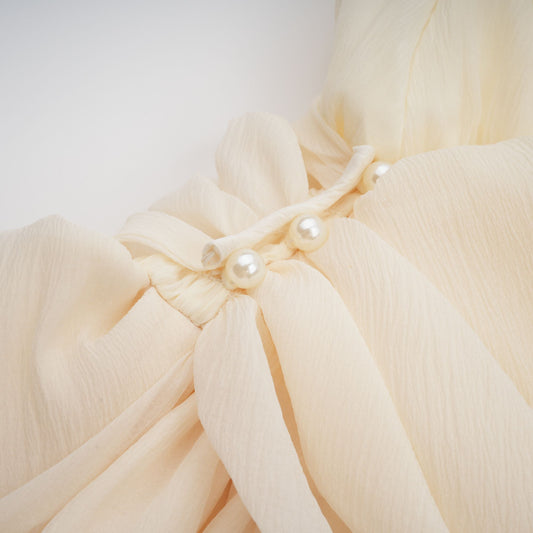 Bérénice White Halterneck Faux-Pearl Tiered Mini Dress