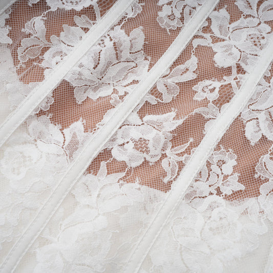 Vivienne White Floral Lace Corset Mini Dress with Detachable Sleeves