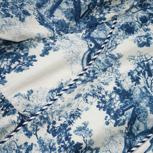 Adélaïde Blue Graphic Print Midi Dress With Belted Waist