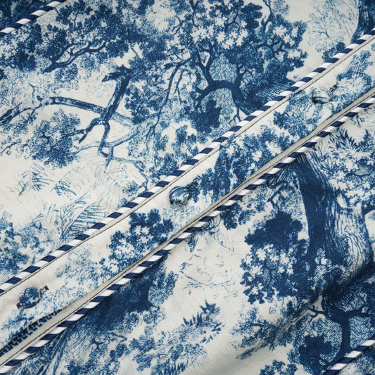 Adélaïde Blue Graphic Print Midi Dress With Belted Waist