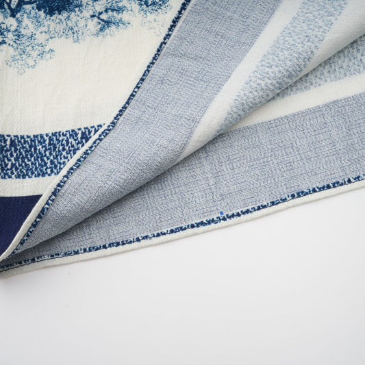 Adélaïde Blue Graphic Print Midi Dress With Belted Waist