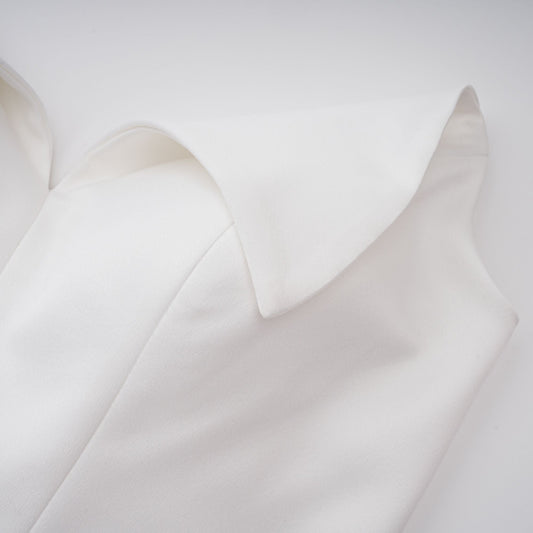 Alba White Sleeveless Barrel Waist Corset Maxi Dress Mermaid Train